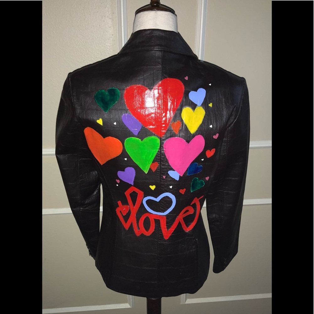 Hand painted Love leather jacket